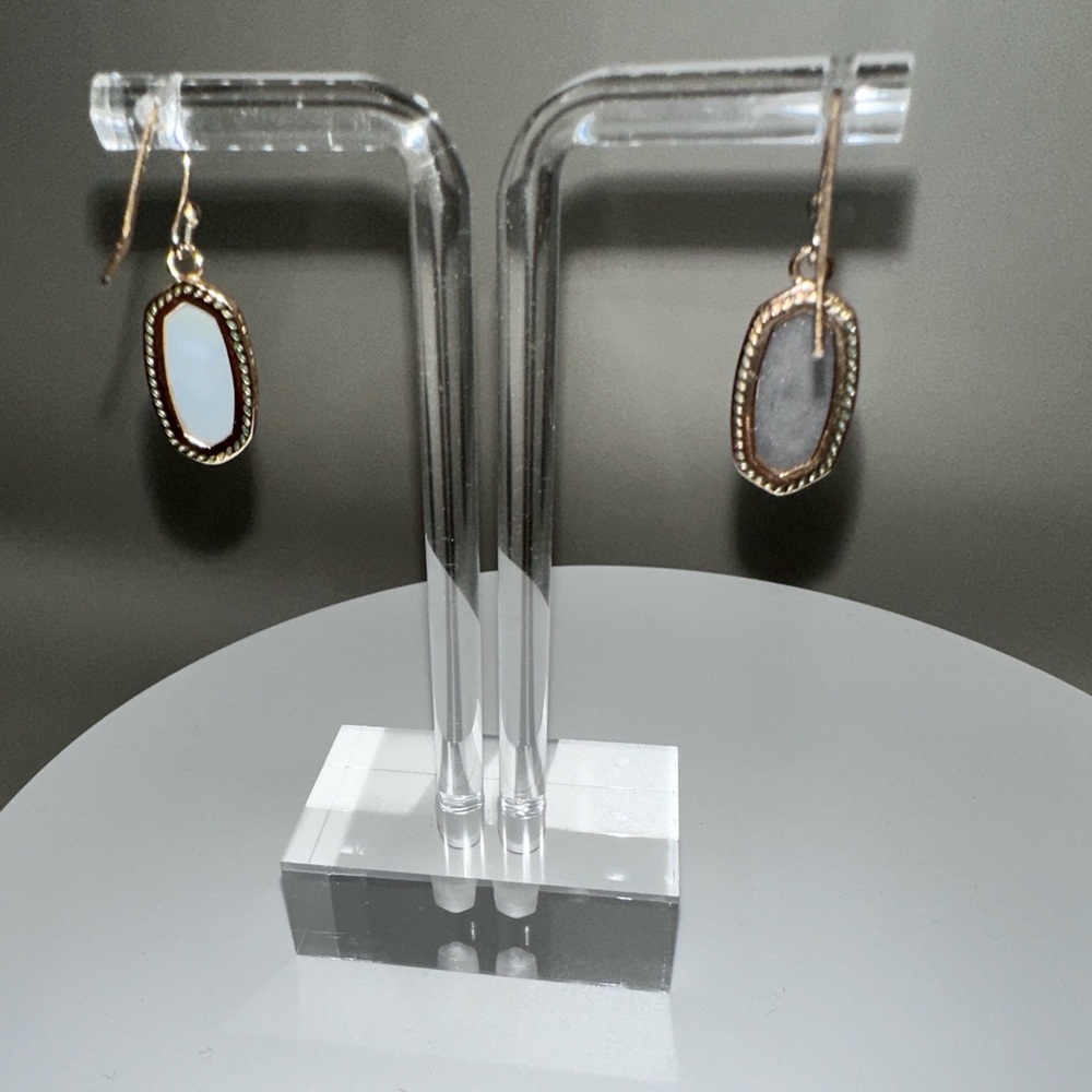 KENDRA SCOTT βοΈ Lee Rose Gold Drop Earrings in Rose Gold Drusy, EUC - Picture 4 of 7